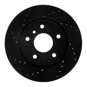 Land Rover Range Rover Brake Rotor (1) - Front Right - R1 Concepts - Drilled & Slotted - Black - `94-`02